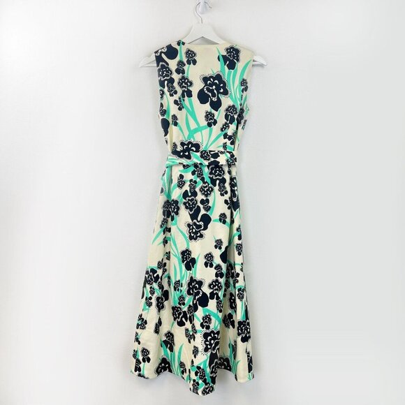 NWT ST. JOHN Orchid Fever Print Twill Belted Midi Dress Size US 2 - Picture 7 of 13